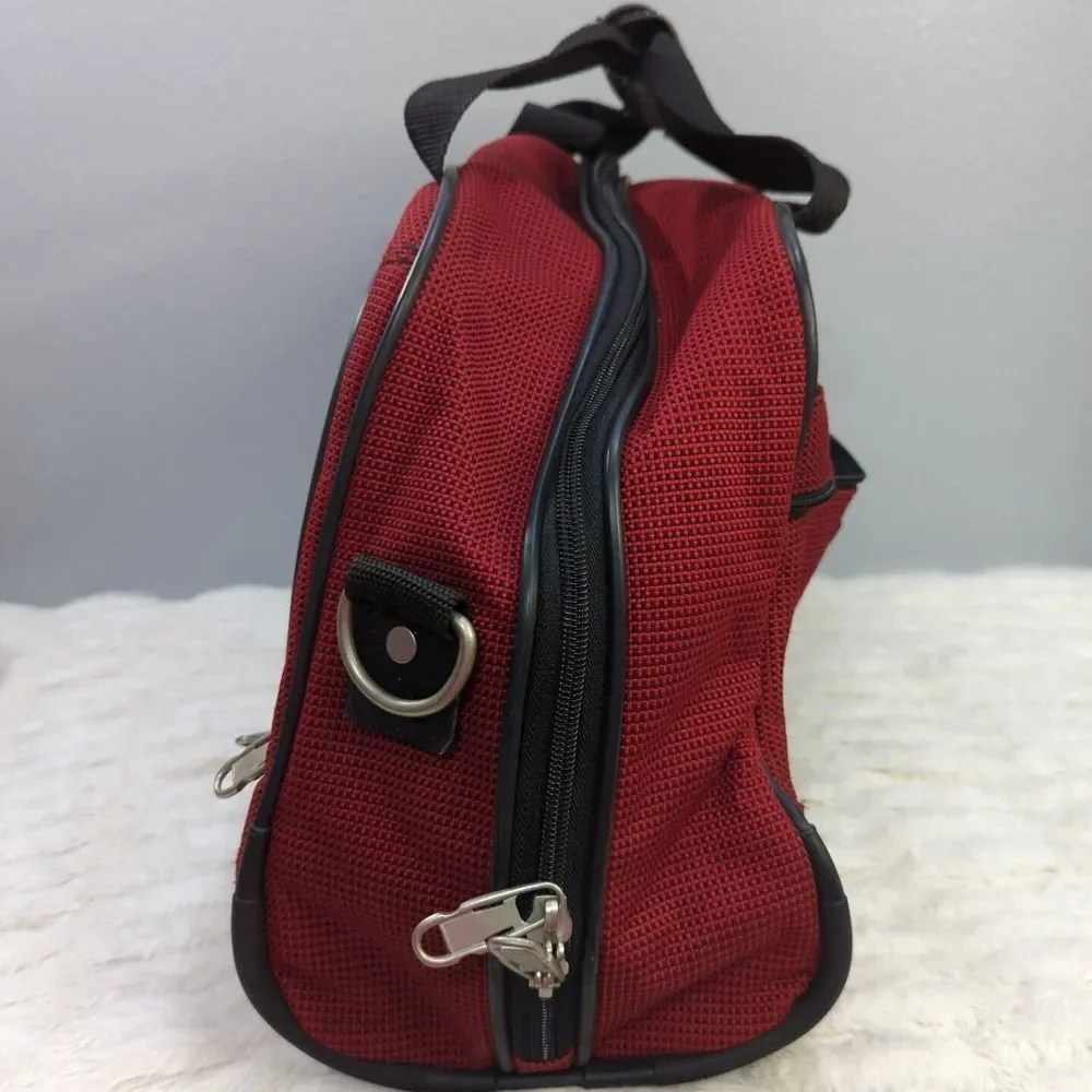 Samsonite Mens Travel Messenger Bag Red‎ Snap Zip Dual Handle  Missing Strap